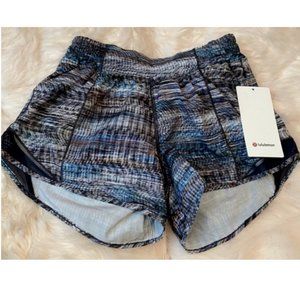 NWT LULULEMON Hotty Hot Short 4" Size 2 Tall Oasis Grey/True Navy Lined Mesh NEW